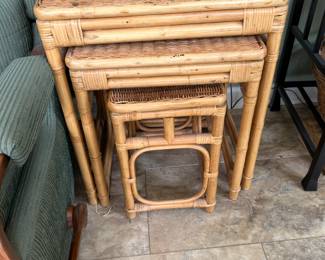 #92 3 stack wicker tables 20x16x23 to 13xx16x16 $100.00