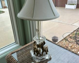 #93 crystal with 3 brass elephant lamp 19 tall $100.00