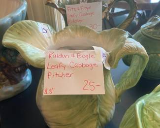 #157 Kaldi & Bogle Leafy Cabbage Pitcher 8.5" $25.00