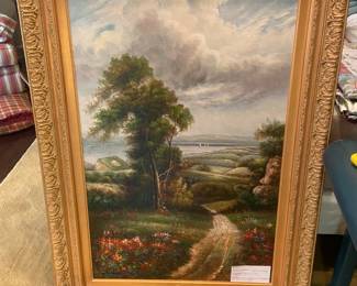#128 Original Certified Signed Painting European Country Side - 45x33 - Prestige Arts Certificate of Authenticity on Back No. 77657 $475.00