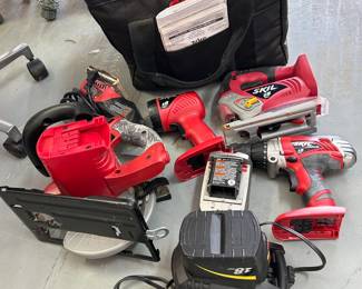 #215 skill 5 piece set with 1 battery in bag $65.00 #214 5 piece with 2 batteries tool set in bag by Skill $75.00