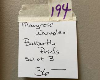 #194 side of 3 prints Maryrose Wampler butterfly print $36.00