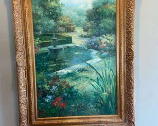 #181 Oil on Canvas of Water Fountain in a garden - 33x44 $275.00
