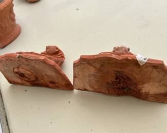 #230 pair of Terracotta shelves " as is top" 8x10x7 $30.00