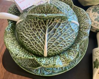 #159 Green Cabbage Tureen Dish w/spoon - set of 4 $45.00
