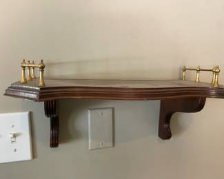 #183 Wood Wall Display w/Brass Rails on Side - 18x9x7"T $30.00