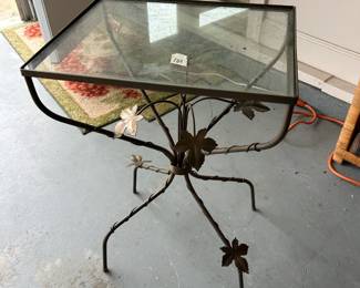 #101 15x12x23 metal base flower base with glass top table $45.00 #100 10x18 metal flower base glass top table $30.00