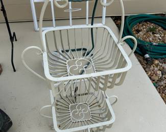 #235 2 foot 2 basket metal holder white $30.00