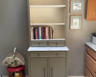 #122 Bookcase w/top Display/Hutch w/2 doors & 3 drawers w/marble top - 28x18x84 - 1 piece you Move $100.00