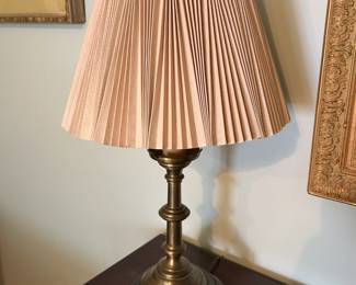 #81 Brass antique lamp with shade 28 tall $100.00