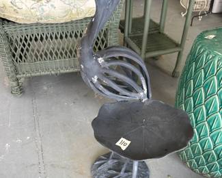 #110 metal bird with shelf 30 tall $30.00