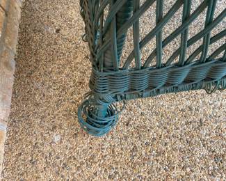 #189 Green Wicker Painted Loveseat w/cushion - 57" Long - as is $75.00