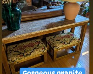 Custom made console table with granite top