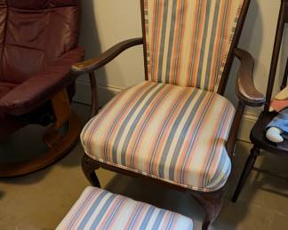 Antique chair with foot stool