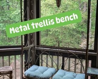 Metal trellis garden bench