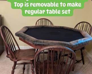 Solid wood gaming table with 4 chairs