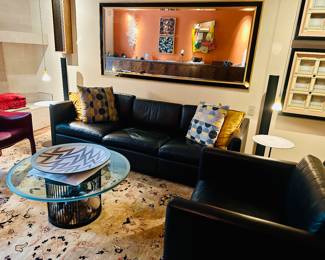 Knoll leather sofa and chair.