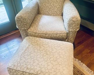 Crate and Barrel Rolled arm chair and ottoman