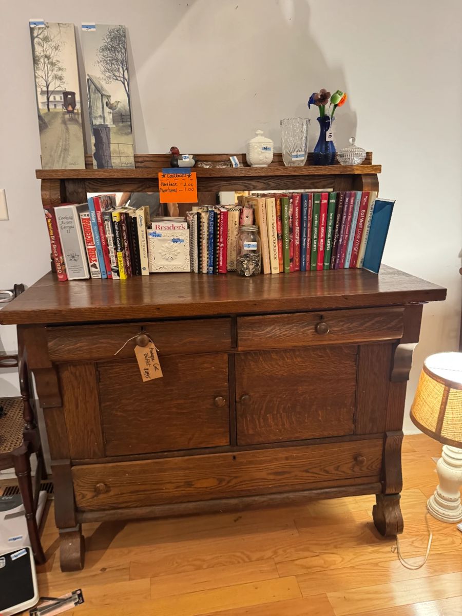 antique oak buffet cookbooks