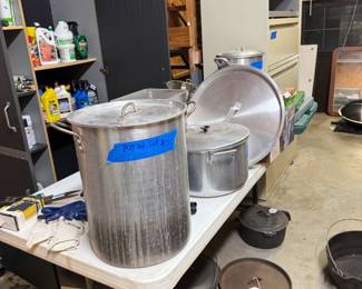 outdoor cooking equipment, cast iron pots, commercial stainless steel pans