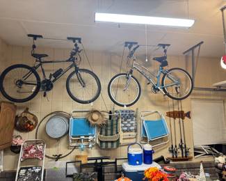 bicycles, coolers, lawn chairs