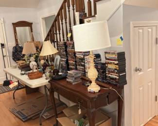 dvds, lamps