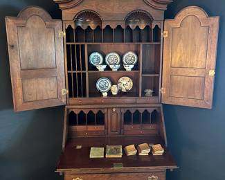 View of the interior of the spectacular antique secretary.