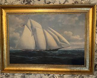 Vintage seascape/ship print by artist William A. Coulter (1849-1936).