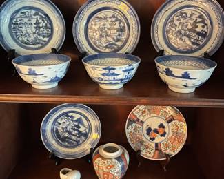 Sampling of the large collection of Japanese Imari ware and Chinese Canton ware.