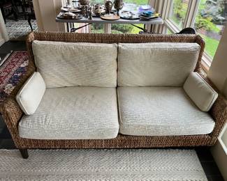 Baker Furniture “Milling Road” rattan couch.