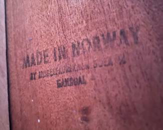 Stamp on the underside of the mid-century desk.