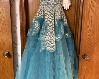 1940s "CUPCAKE TUILLE" COCKTAIL DRESS AND GLOVES