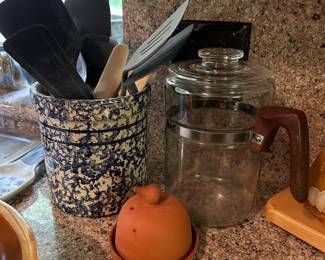 MARSHALL POTTERY, VINTAGE GLASS COFFEE POT