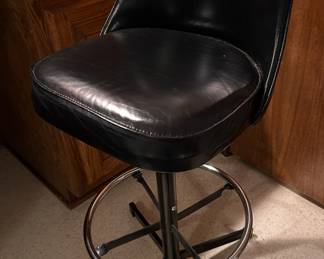 MCM ADMIRAL BAR STOOL, LEATHER AND CHROME