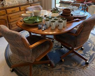 70s OAK KITCHEN TABLE, 6 CHAIRS, EXCELLENT CONDITION