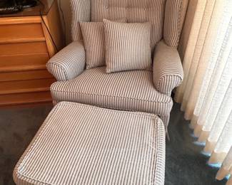 STRIPED CHAIR AND OTTOMAN