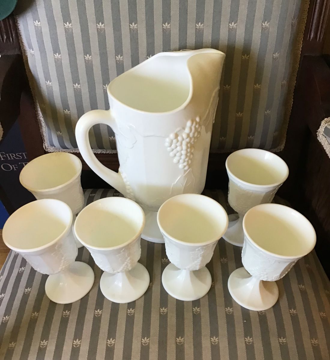 Milk glass pitcher & glasses