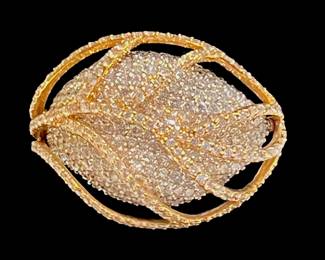 Yellow Gold & White Gold and Diamond Leaf Form Ring