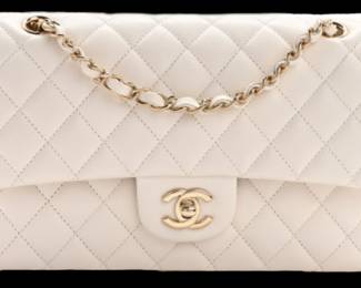 Chanel Ivory Caviar Double Flap Handbag