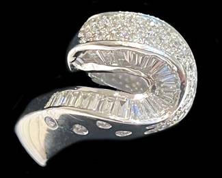 White Gold & Diamond Sculptural Ring