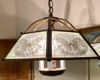 Vintage Modulite 6 Panel Frosted Glass Candelabra 4-Light Plug-in Swag Lamp with Finger Switch.