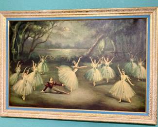 Vintage Swan Lake Framed Ballet Picture, Giselle by Carlotta Edwards