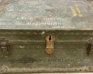 Vintage Doehler Military Footlocker 1949 Trunk WWII