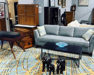 Sofa, Coffee Table, Leather wrapped Elephants, Vintage Table & Hoosier Cabinet Orlando Estate Auction