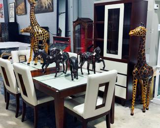 Dining Table Chairs and Hitch and Leather Wrapped Animals Orlando Estate Auction