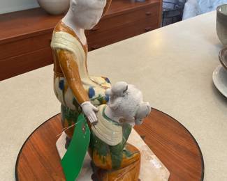 Ting Dynasty Mother and Child ceramic sculpture 14.5” x 11” $140 + tax