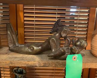 Brass mother and child sculpture 12” x 6” $160 + tax