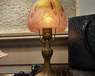Vintage reverse painted lamp Art Nouveau