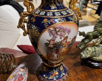Limoges Porcelain Vase Cobalt Blue 24K Gilt Gold