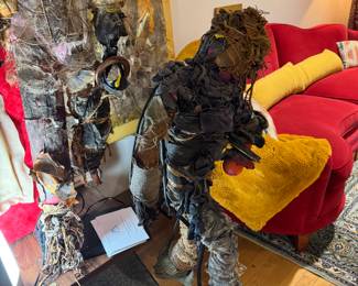3 Sculptures by Diane Cooper, Mixed Media Textile and Wrought Iron Sculptures Running Man